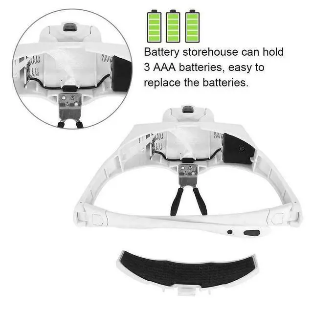 Alt view image 7 of 7 - Magnifying Glass Lens LED Light Lamp Visor Head Loupe Jeweler Headband Magnifier