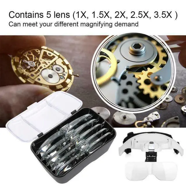 Alt view image 4 of 7 - Magnifying Glass Lens LED Light Lamp Visor Head Loupe Jeweler Headband Magnifier