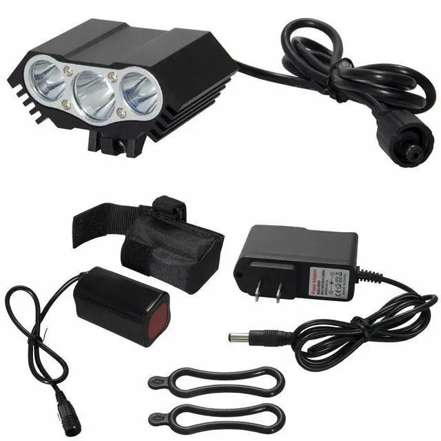 Alt view image 7 of 7 - 3 LED Bicycle bike Head Light Lamp Torch Flashlight with long battery pack