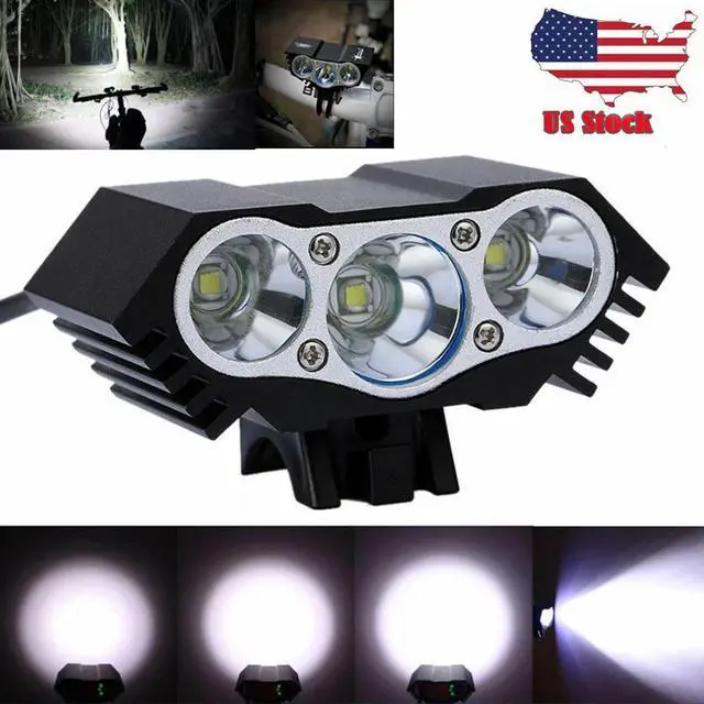 Alt view image 3 of 7 - 3 LED Bicycle bike Head Light Lamp Torch Flashlight with long battery pack