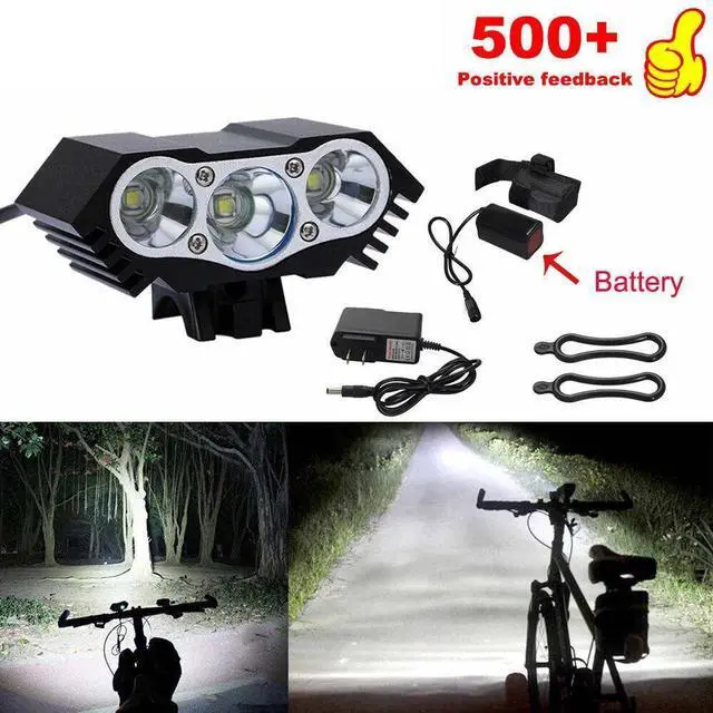 Alt view image 2 of 7 - 3 LED Bicycle bike Head Light Lamp Torch Flashlight with long battery pack