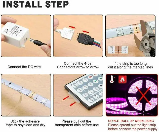 Alt view image 6 of 7 - Led Strip Lighting 5M 16.4 Ft 5050 RGB 150 LEDs Flexible Color Changing Light