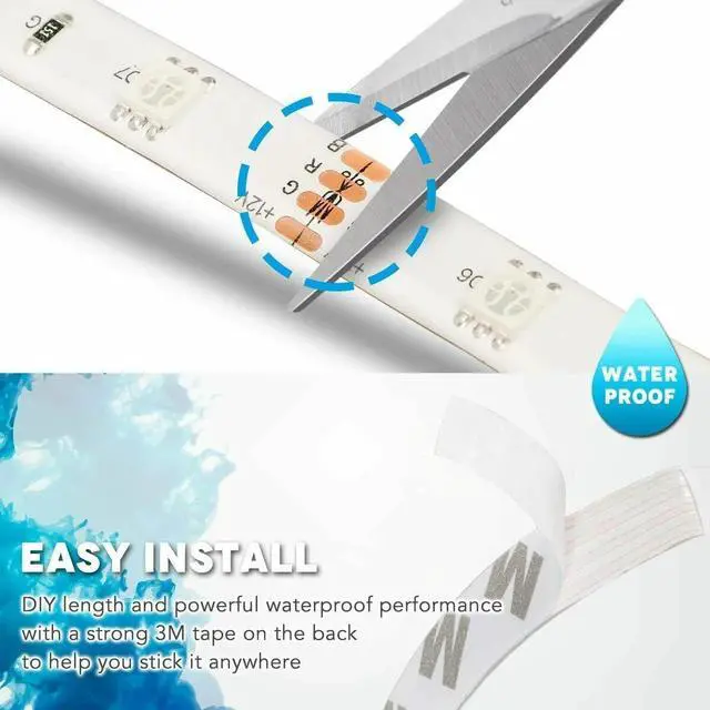 Alt view image 4 of 7 - Led Strip Lighting 5M 16.4 Ft 5050 RGB 150 LEDs Flexible Color Changing Light