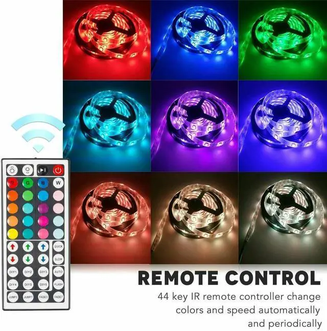 Alt view image 2 of 7 - Led Strip Lighting 5M 16.4 Ft 5050 RGB 150 LEDs Flexible Color Changing Light