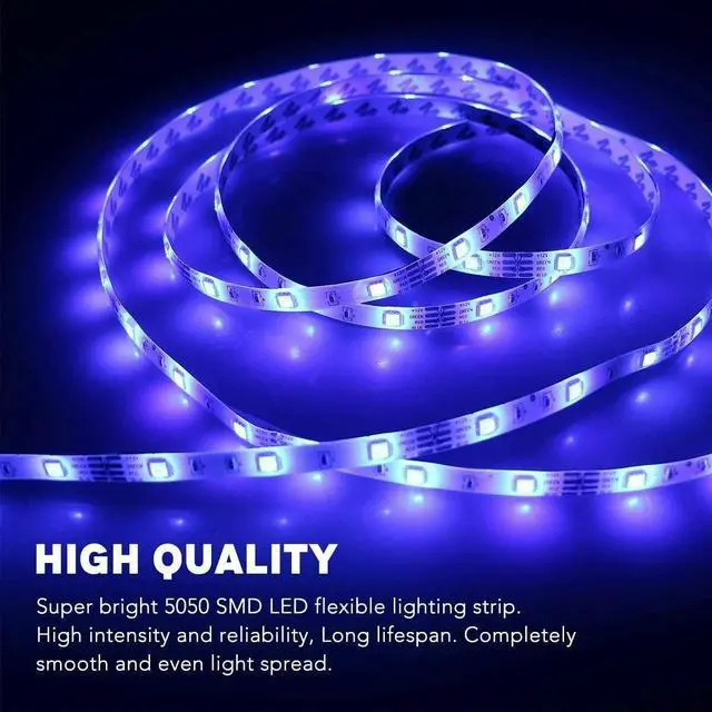 Alt view image 3 of 7 - Led Strip Lighting 5M 16.4 Ft 5050 RGB 150 LEDs Flexible Color Changing Light