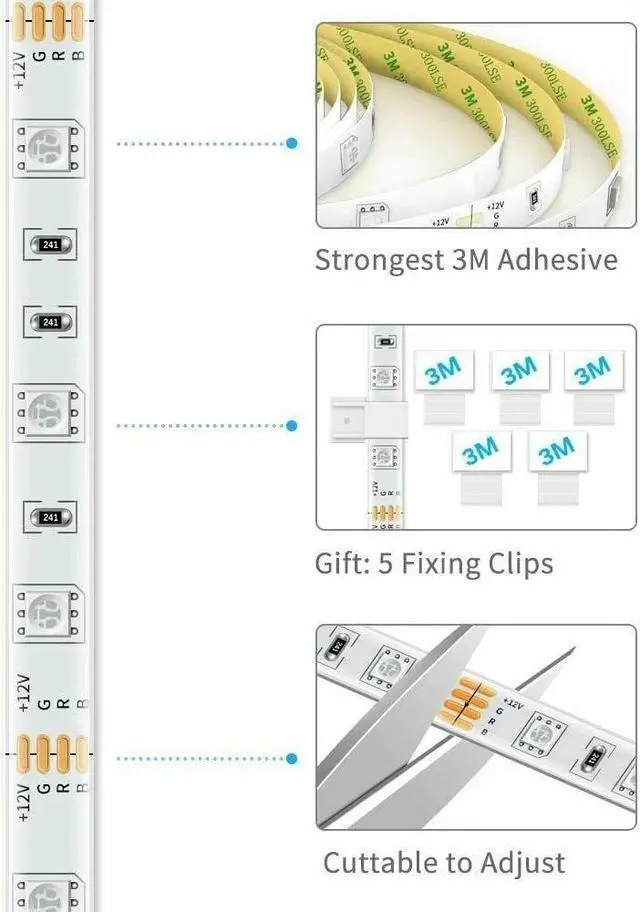Alt view image 4 of 7 - Led Strip Lights 33ft RGB Led Room Lights 5050 Led Tape Lights Color Changing