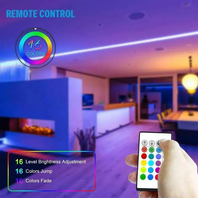 Alt view image 6 of 7 - Led Strip Lights 33ft RGB Led Room Lights 5050 Led Tape Lights Color Changing