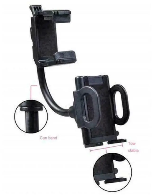 Alt view image 2 of 7 - Universal 360° Car Rearview Mirror Mount Stand Holder Cradle For Cell Phone GPS