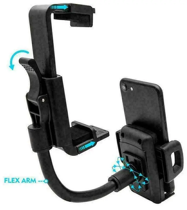 Alt view image 4 of 7 - Universal 360° Car Rearview Mirror Mount Stand Holder Cradle For Cell Phone GPS