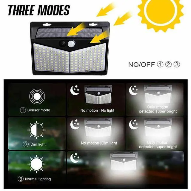 Alt view image 2 of 7 - 208 LED Solar Power Light PIR Motion Sensor Outdoor Lamp Wall Waterproof Garden