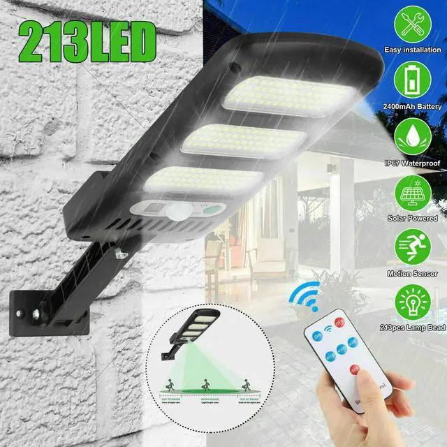 Main image of 213LED Solar Street Light PIR Motion Sensor Outdoor Garden Yard Wall Lamp+Remote