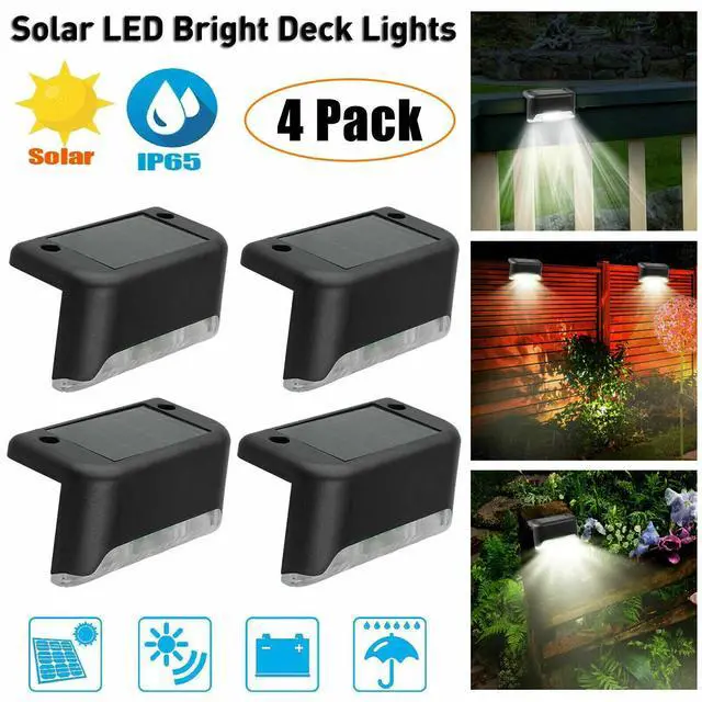 Main image of 4 PACK Solar Powered LED Deck Lights Outdoor Path Garden Stairs Step Fence Lamp