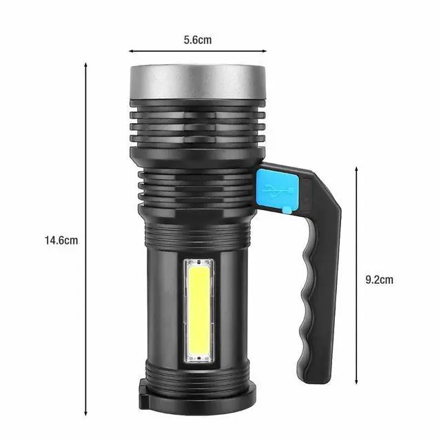 Alt view image 7 of 7 - Super Bright LED Searchlight Portable Rechargeable Spotlight Handheld Flashlight