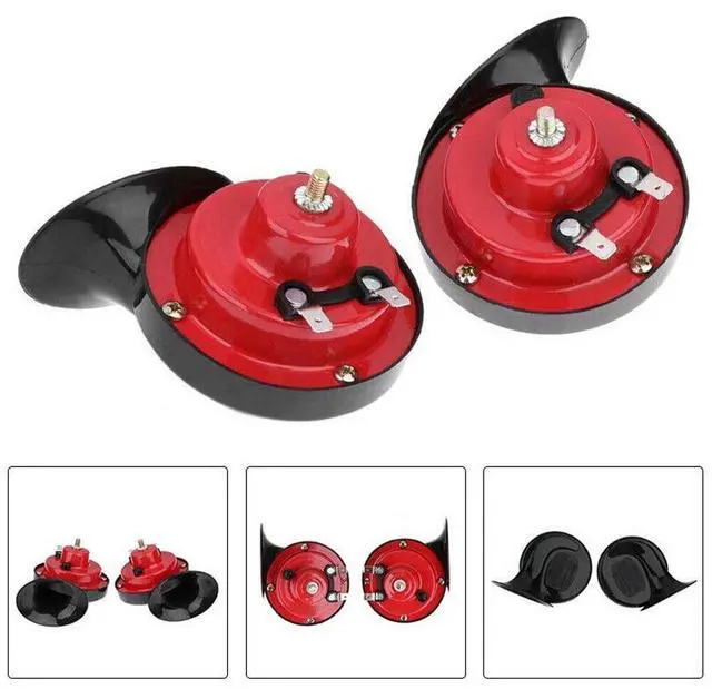 Alt view image 6 of 7 - 2x 12V 300DB Super Loud Train Horn Waterproof Motorcycle Car Truck SUV Boat Red
