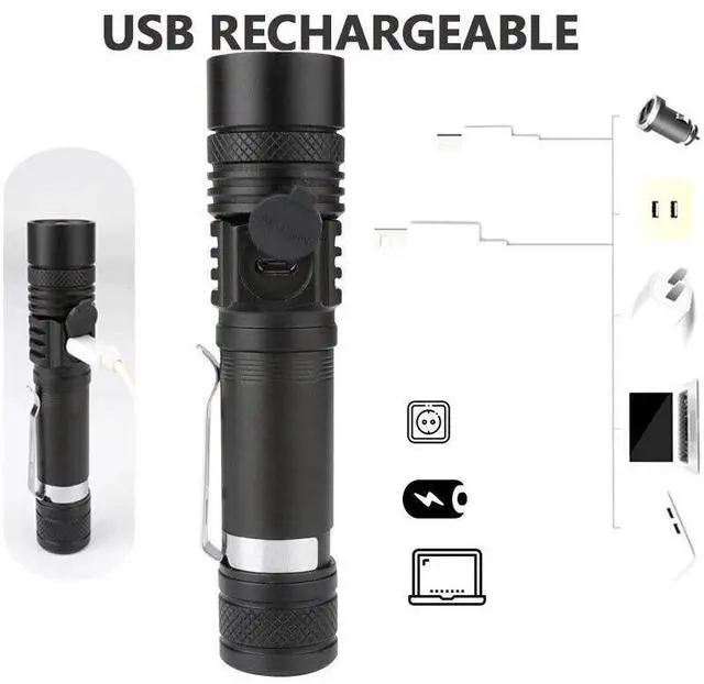 Alt view image 7 of 7 - Super Bright 90000LM LED Tactical Flashlight Zoomable With Rechargeable Battery