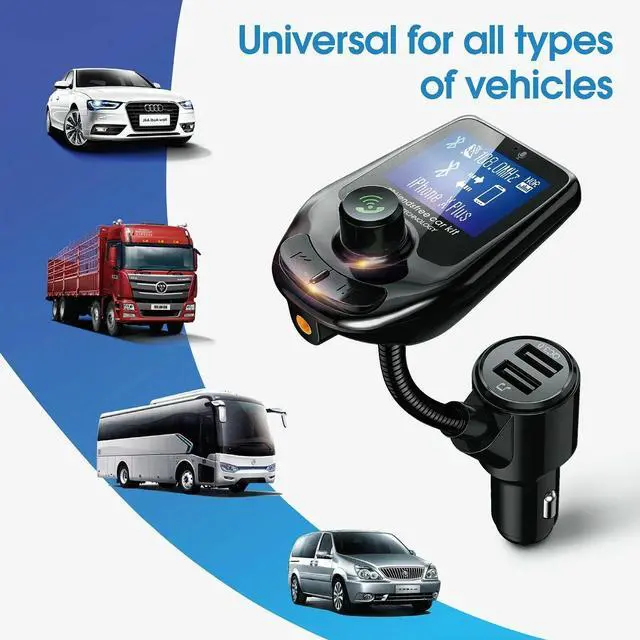Alt view image 7 of 7 - Wireless Bluetooth 5.0 FM Transmitter QC3.0 Hands-free Radio AUX Adapter USB Car