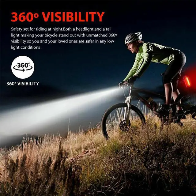 Alt view image 6 of 7 - USB Rechargeable LED Bicycle Headlight Bike Head Light Cycling Front Rear Lamp