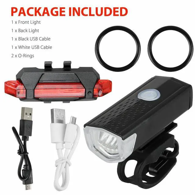 Alt view image 2 of 7 - USB Rechargeable LED Bicycle Headlight Bike Head Light Cycling Front Rear Lamp