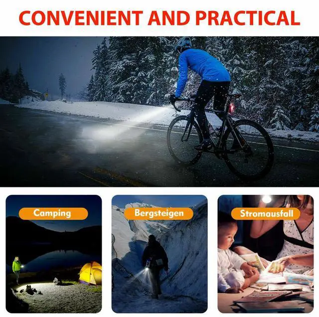 Alt view image 7 of 7 - USB Rechargeable LED Bicycle Headlight Bike Head Light Cycling Front Rear Lamp