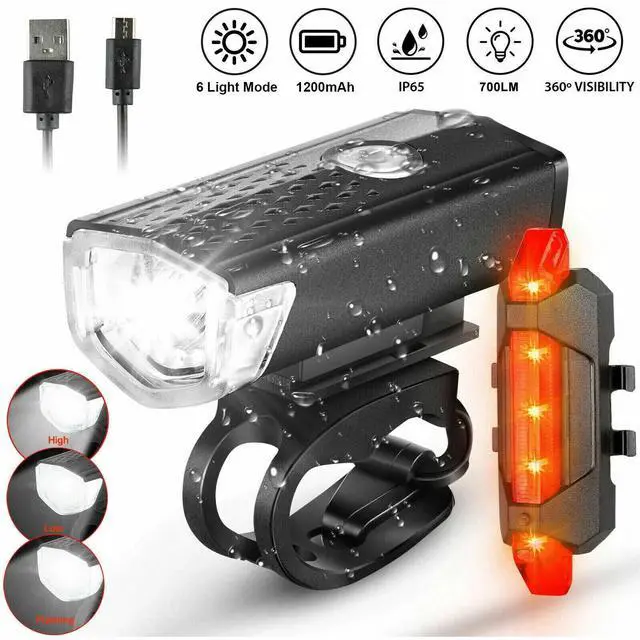 Main image of USB Rechargeable LED Bicycle Headlight Bike Head Light Cycling Front Rear Lamp