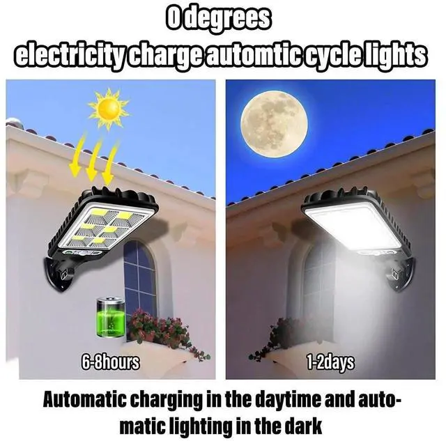 Alt view image 3 of 7 - LED Solar Light Motion Sensor 3 Modes Flood Lamp Outdoor Street Wall Yard Garden