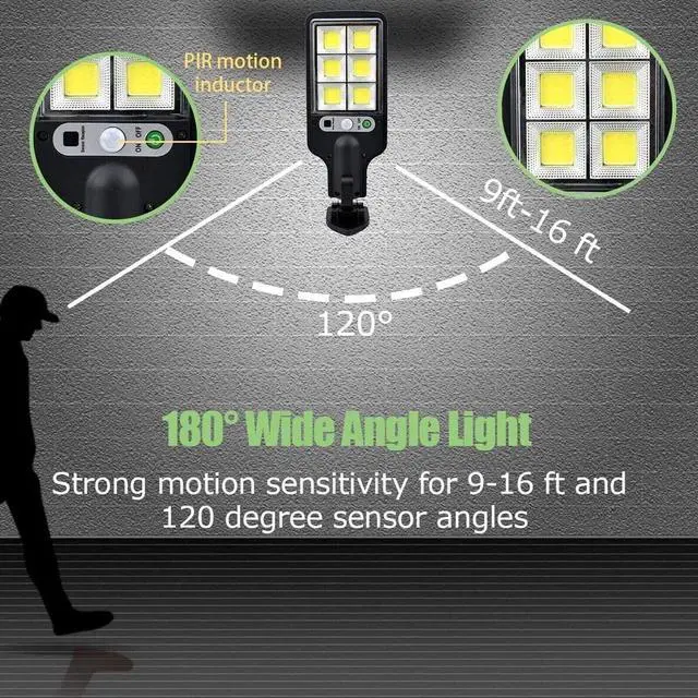 Alt view image 2 of 7 - LED Solar Light Motion Sensor 3 Modes Flood Lamp Outdoor Street Wall Yard Garden