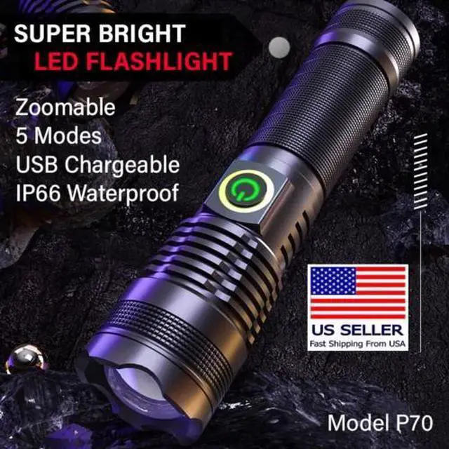 Main image of Ultra Bright 70W with 4 CORES LED bulb Flashlight Tactical Torch rechargeable