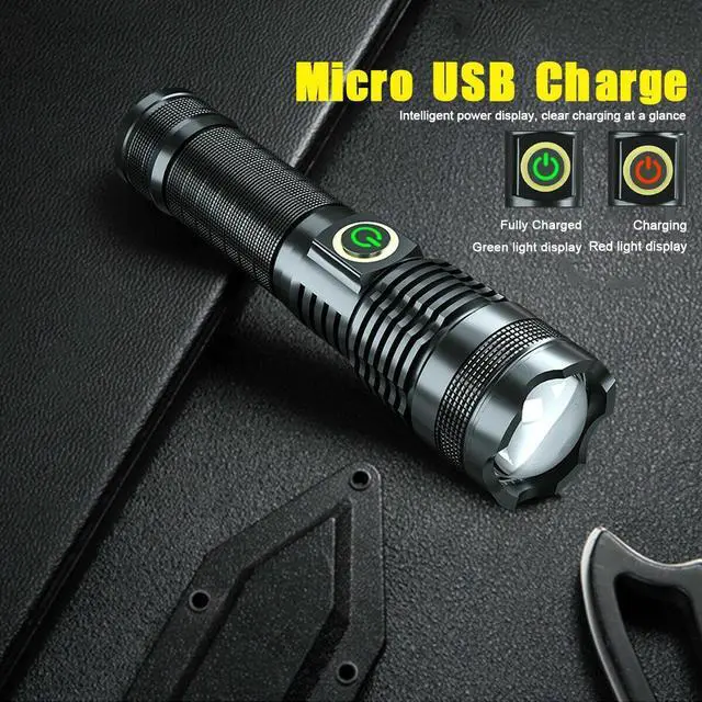 Alt view image 2 of 7 - Ultra Bright 70W with 4 CORES LED bulb Flashlight Tactical Torch rechargeable