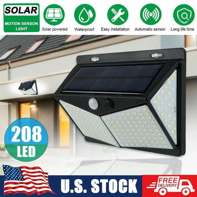 Main image of 208 LED Yard Solar Wall Light PIR Motion Sensor Outdoor Garden Lamp Waterproof