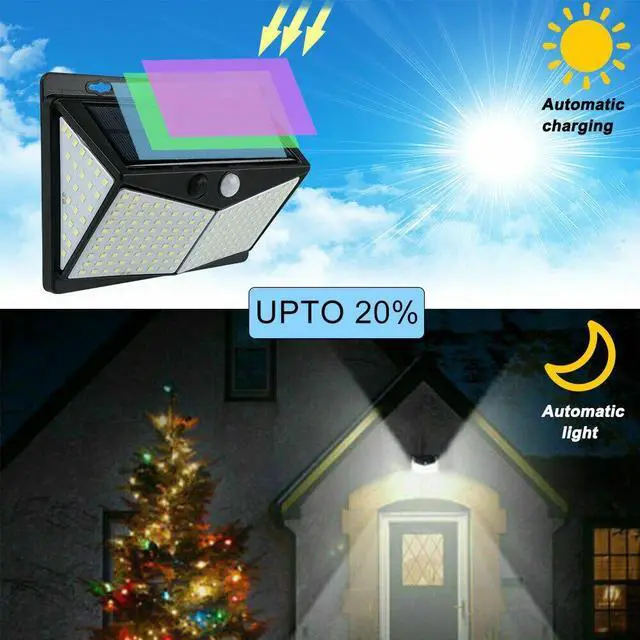 Alt view image 5 of 7 - 208 LED Yard Solar Wall Light PIR Motion Sensor Outdoor Garden Lamp Waterproof