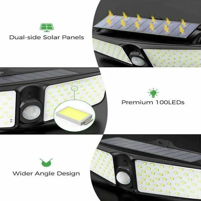 Alt view image 6 of 7 - Solar Flood Light Dual Security Detector Motion Sensor Outdoor LED Wall Light