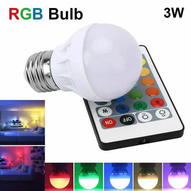 Alt view image 5 of 7 - 3W E27 16 Color RGB Magic LED Spot Light Bulb Lamp Remote Control For Home Decor