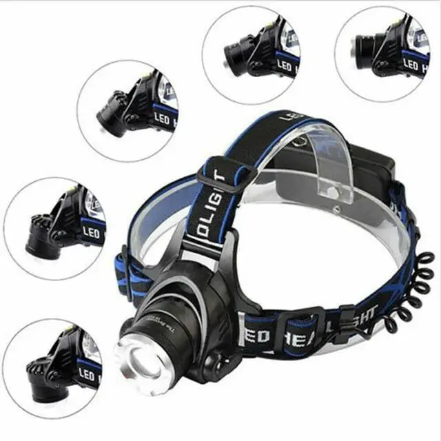 Main image of Rechargeable Head light LED Tactical Headlamp Zoomable+2x Charger+Batt