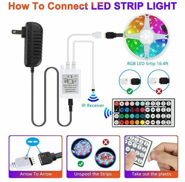 Alt view image 2 of 7 - 32FT Flexible 3528 RGB LED SMD Strip Light Remote Fairy Lights Room TV Party Bar
