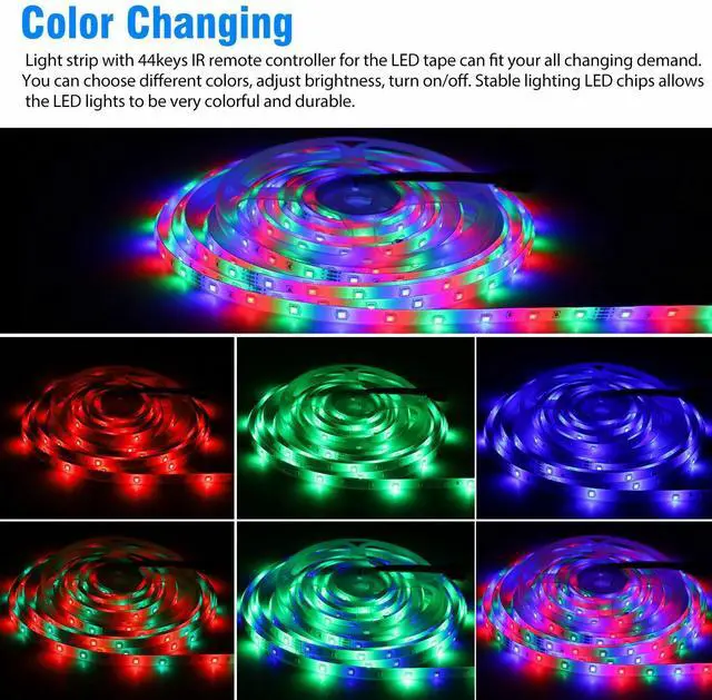 Alt view image 3 of 7 - 32FT Flexible 3528 RGB LED SMD Strip Light Remote Fairy Lights Room TV Party Bar