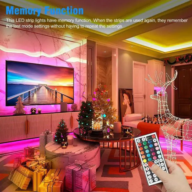 Alt view image 5 of 7 - 32FT Flexible 3528 RGB LED SMD Strip Light Remote Fairy Lights Room TV Party Bar