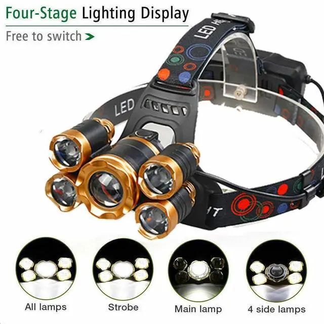 Main image of Super-bright 5 X LED Headlamp Headlight Flashlight Head Torch Lamp