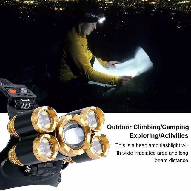 Alt view image 4 of 7 - Super-bright 5 X LED Headlamp Headlight Flashlight Head Torch Lamp