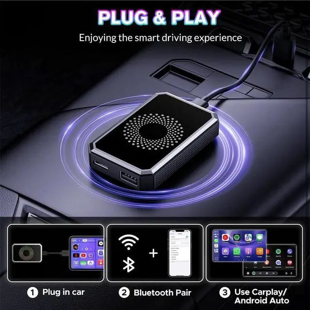 Alt view image 5 of 7 - Wireless CarPlay Ai Box Android Auto WIFI Adapter Converter w/Netflix