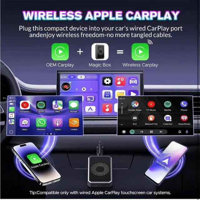Alt view image 7 of 7 - Wireless CarPlay Ai Box Android Auto WIFI Adapter Converter w/Netflix