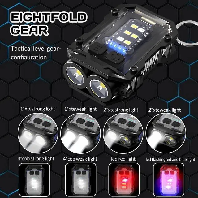 Alt view image 4 of 7 - 2Pcs Mini Keychain Flashlight Super Bright Torch Rechargeable LED&COB Light Lamp