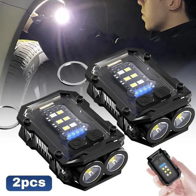Main image of 2Pcs Mini Keychain Flashlight Super Bright Torch Rechargeable LED&COB Light Lamp