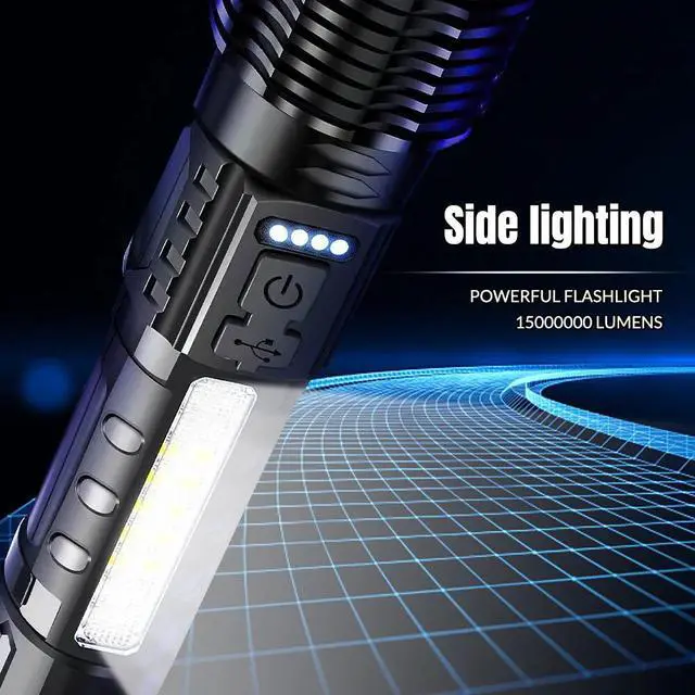 Alt view image 7 of 7 - 15000000LM Super Bright LED Flashlight Tactical USB Rechargeable LED Work Light