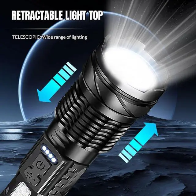 Alt view image 6 of 7 - 15000000LM Super Bright LED Flashlight Tactical USB Rechargeable LED Work Light