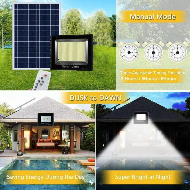 Alt view image 7 of 7 - 300W LED Solar Flood Lights Outdoor Street Light Dusk to Dawn Flood Wall Lamp US