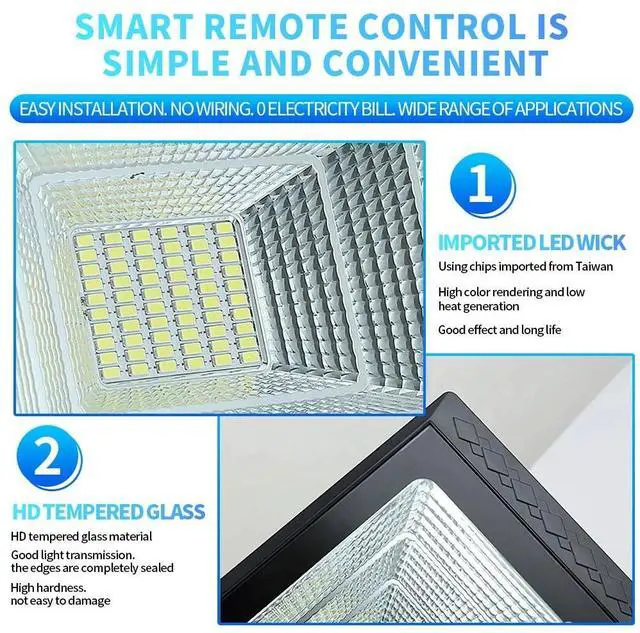 Alt view image 5 of 7 - 300W LED Solar Flood Lights Outdoor Street Light Dusk to Dawn Flood Wall Lamp US