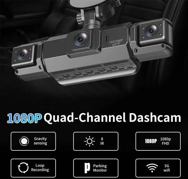Alt view image 4 of 7 - 360 Degree View 4 Channel Dash Cam Front and Rear Inside Left Right, Dash Camera
