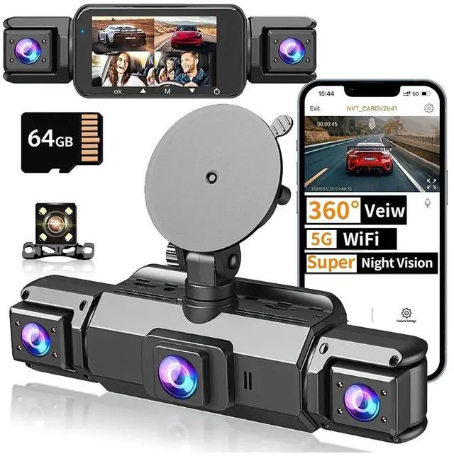 Main image of 360 Degree View 4 Channel Dash Cam Front and Rear Inside Left Right, Dash Camera