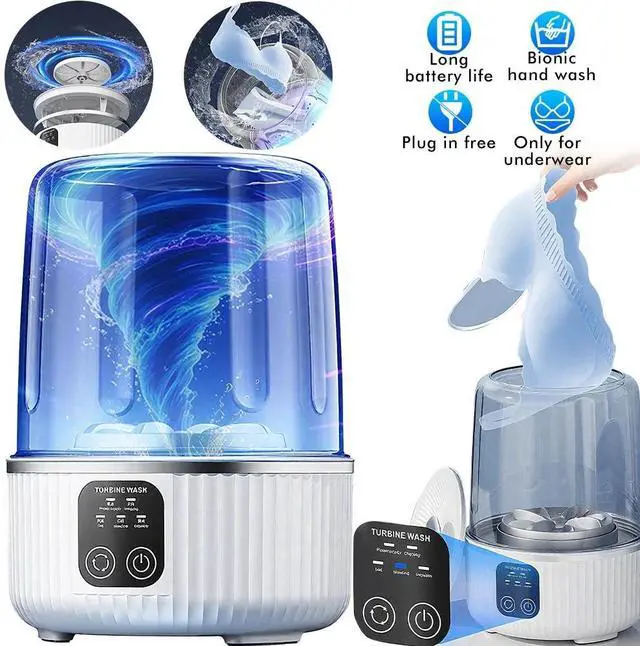 Alt view image 2 of 7 - Mini Washing Machine 4000mAh Rechargeable Portable Underwear Washing Machine