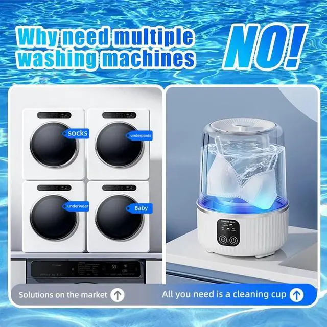 Alt view image 6 of 7 - Mini Washing Machine 4000mAh Rechargeable Portable Underwear Washing Machine